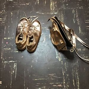 Rose gold shoes, rose gold purse to match